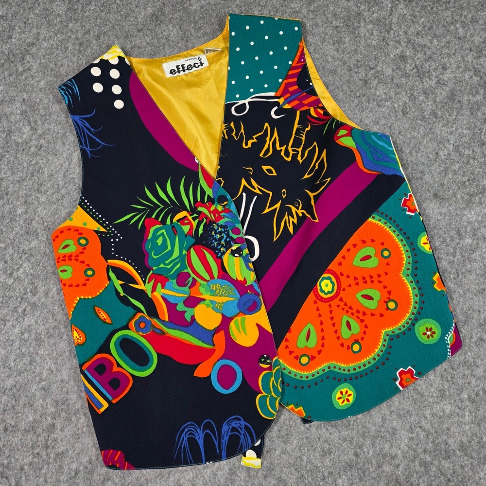 Vintage Colorful Vest Abstract Art to WearTop Artisan 90s Retro Statement Medium
